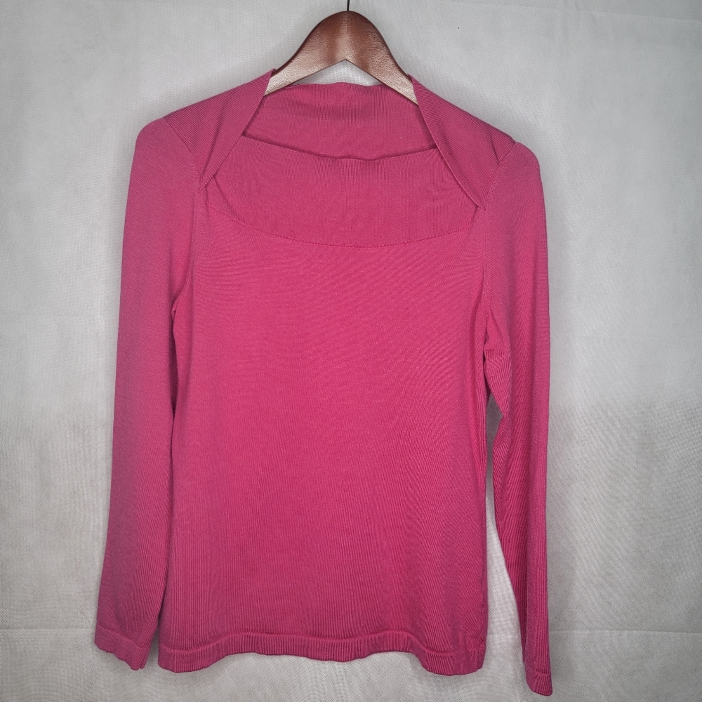 Banana Republic Sweater Pink Extra Fine Merino Wool Envelope Neckline Pullover